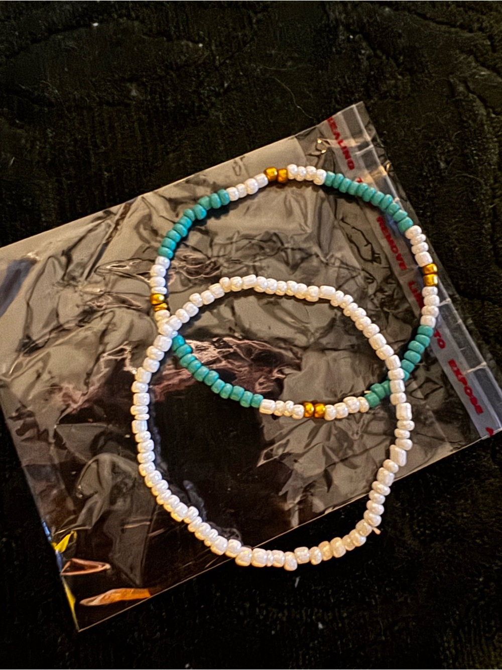 Handcrafted Pearl and Turquoise Beaded Stretch Bracelet Set - White & Teal